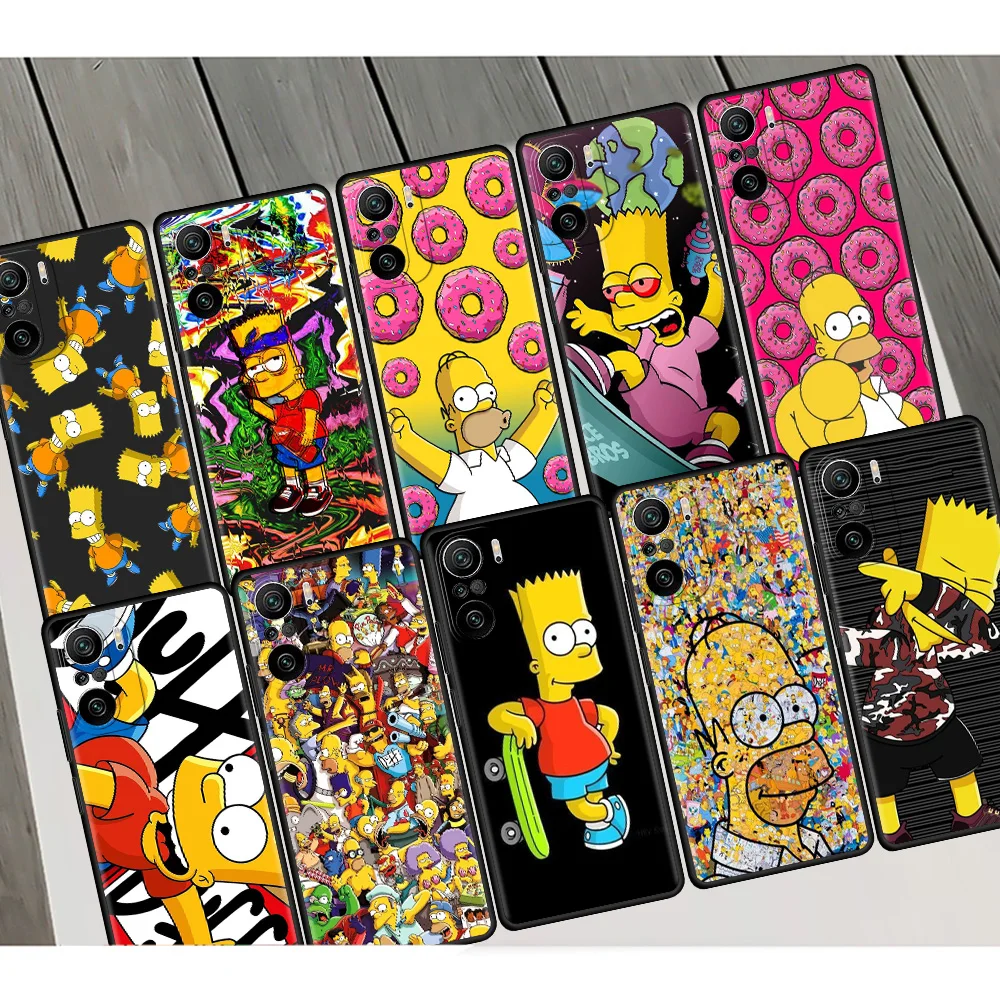 

Cartoon Homer Simpsons Case For Xiaomi Redmi Note 9S 9 8 10 Pro 11 7 8T 9C K40 7 9Pro Black TPU Soft Phone Cover Shell