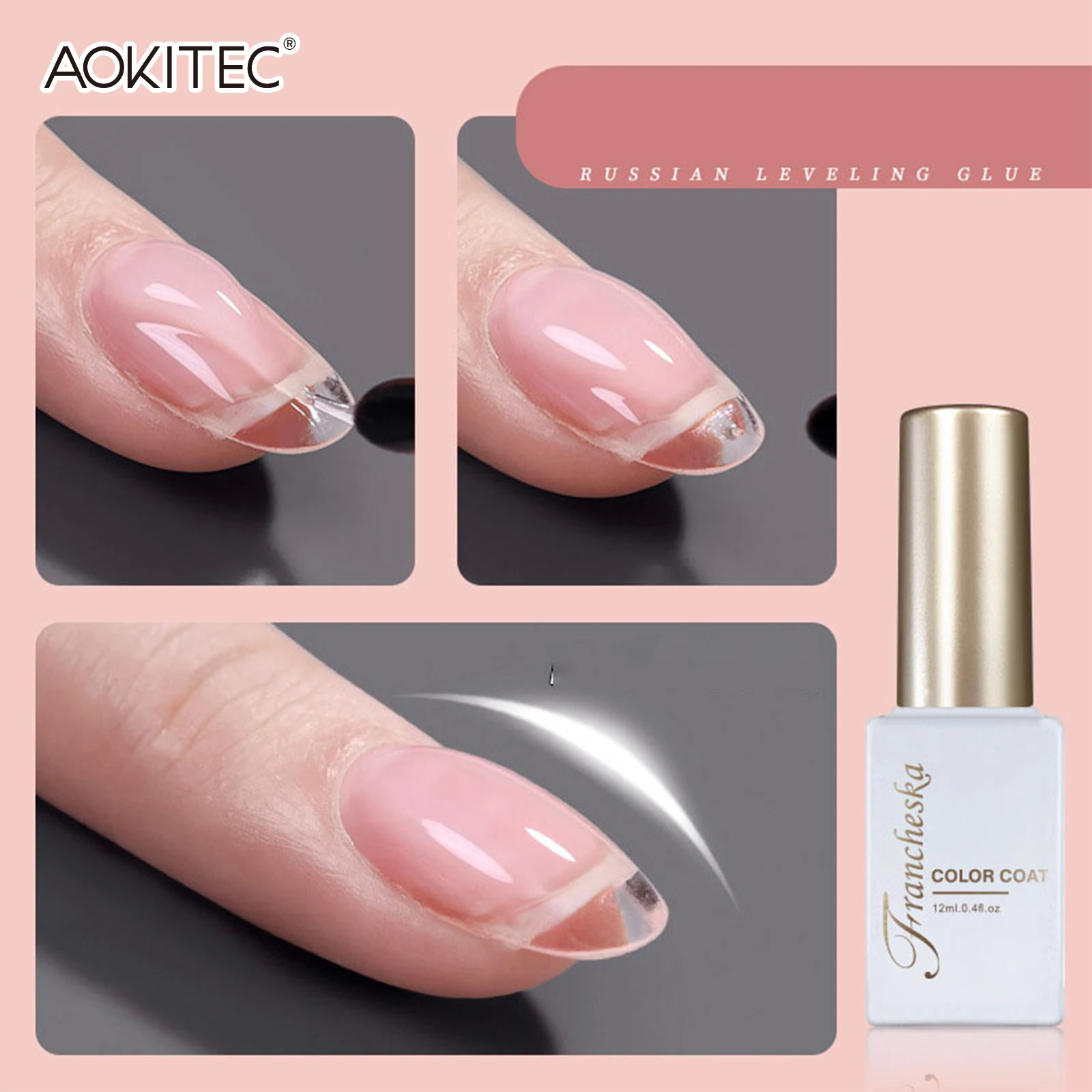 

Aokitec Quick Building Gel Builder Nail Gel Self Leveling Build Nail Apex & C-Curve Strengthen Semi Permanent Nails Art Gels