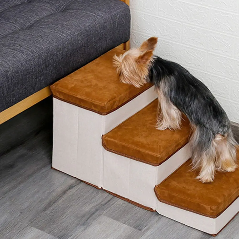 High Capacity Pet Furniture Foldable Sofa Ladder Three Floors Dog Stairs Storage Box