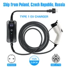 Регулируемое портативное зарядное устройство SAE J1772 EV, 16 А, тип 1, для электромобиля, кабель 5 м  BMW, Hyundai, Renault,KIA, Jaguar, Nissan