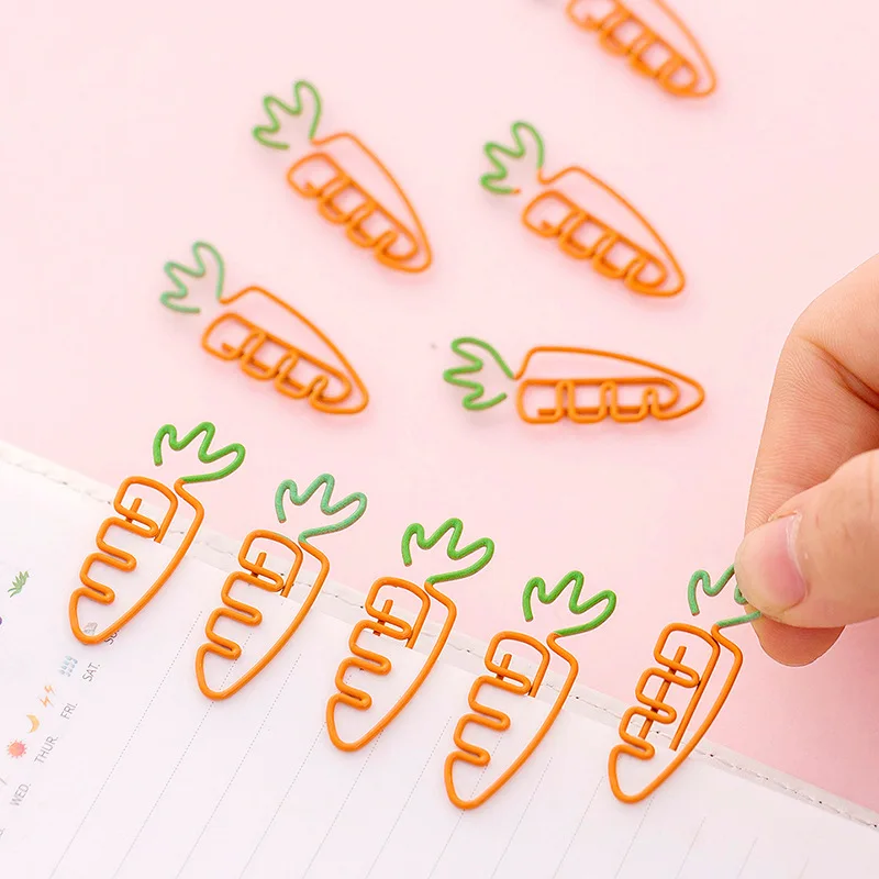 5 pcs/lot Creative Kawaii carrot Shaped Metal Paper Clip Bookmark Stationery School Office Supply Escolar Papelaria