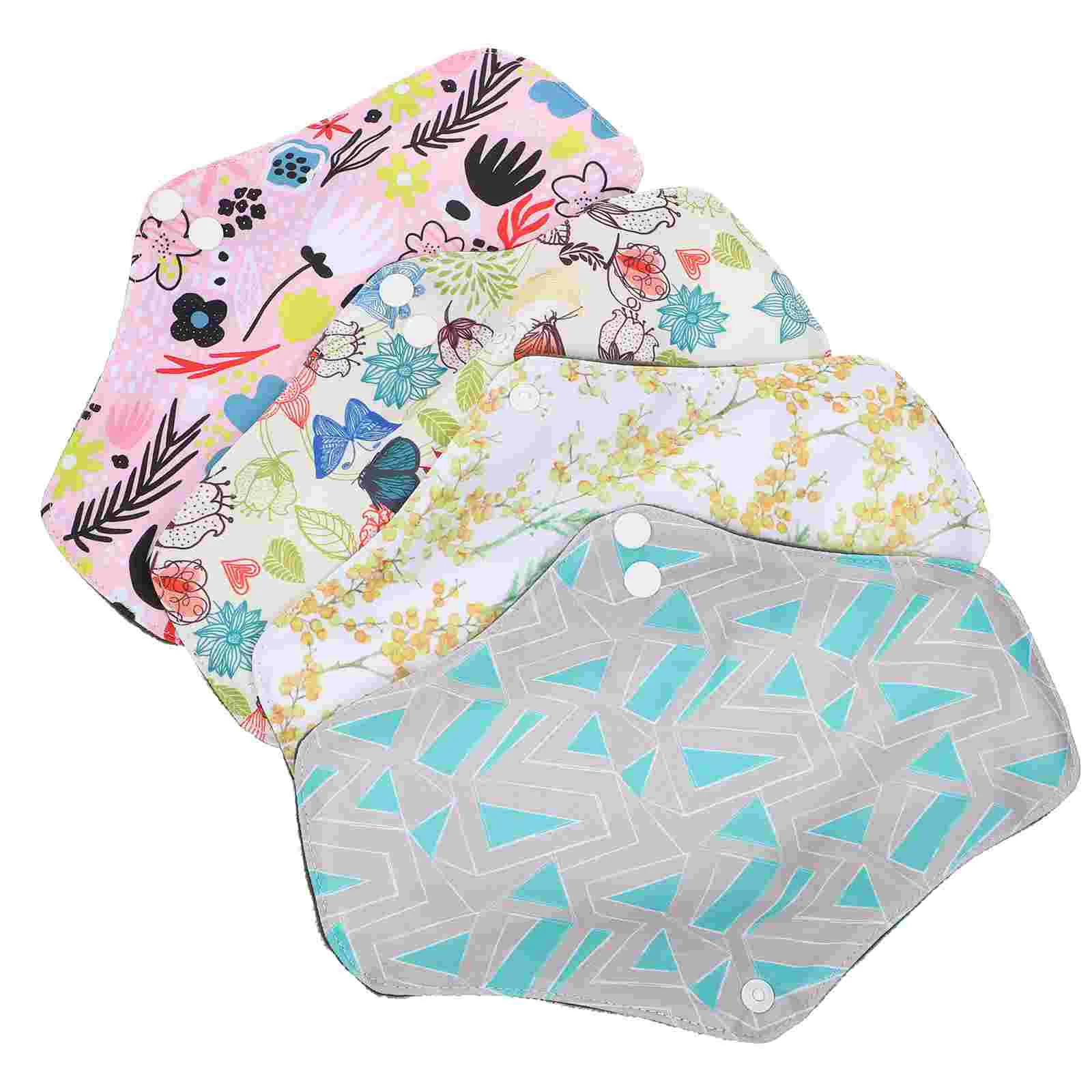 

4 Pcs Sanitary Towels Washable Aunt Pad Napkin Fiber Cloth Menstrual Napkins Bamboo Charcoal Panty Liner Pads for monthly