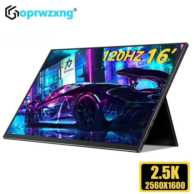 16 Inch 2.5K 120Hz Portable Monitor 2560*1600 16:10 100%sRGB 480Cd/m² Display Game Screen For Laptop Mac Phone Xbox PS4/5 Switch 1