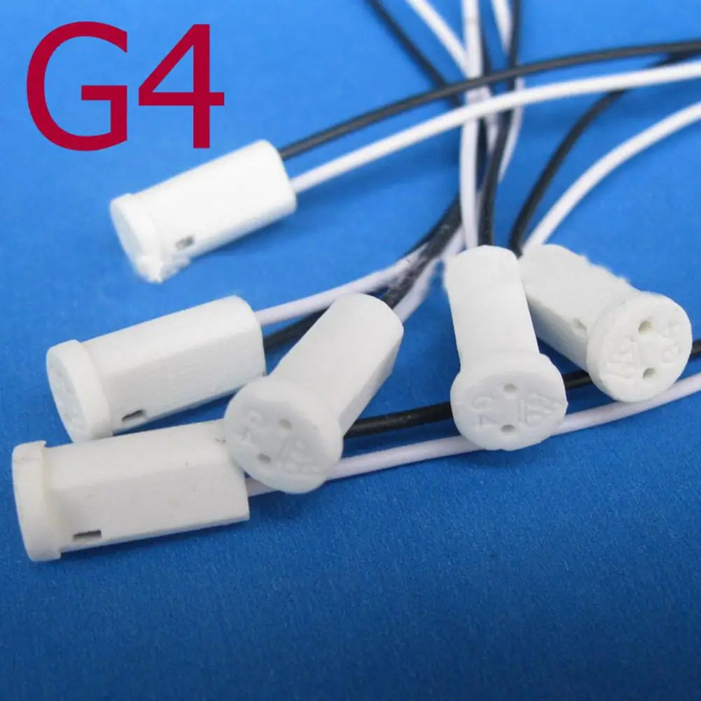 

G4 Base Holder Ceramic Fire Prevention Wire Adapter Halogen Socket Connector For LED Bulb 12V