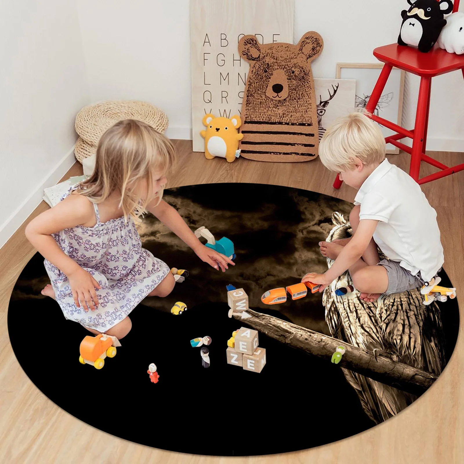 Ночной ковер с совой и Луной для гостиной детской кровати напольные ковры окна