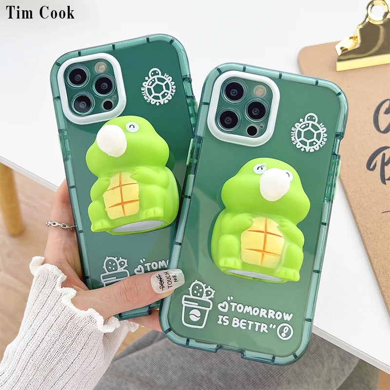 

IPHON 13 CASE iPhone 13 Pro Max 11 12 7 8 X XS XR Fashion Luminous Cute 3D Little Turtle Transparent Shockproof Soft Silicone
