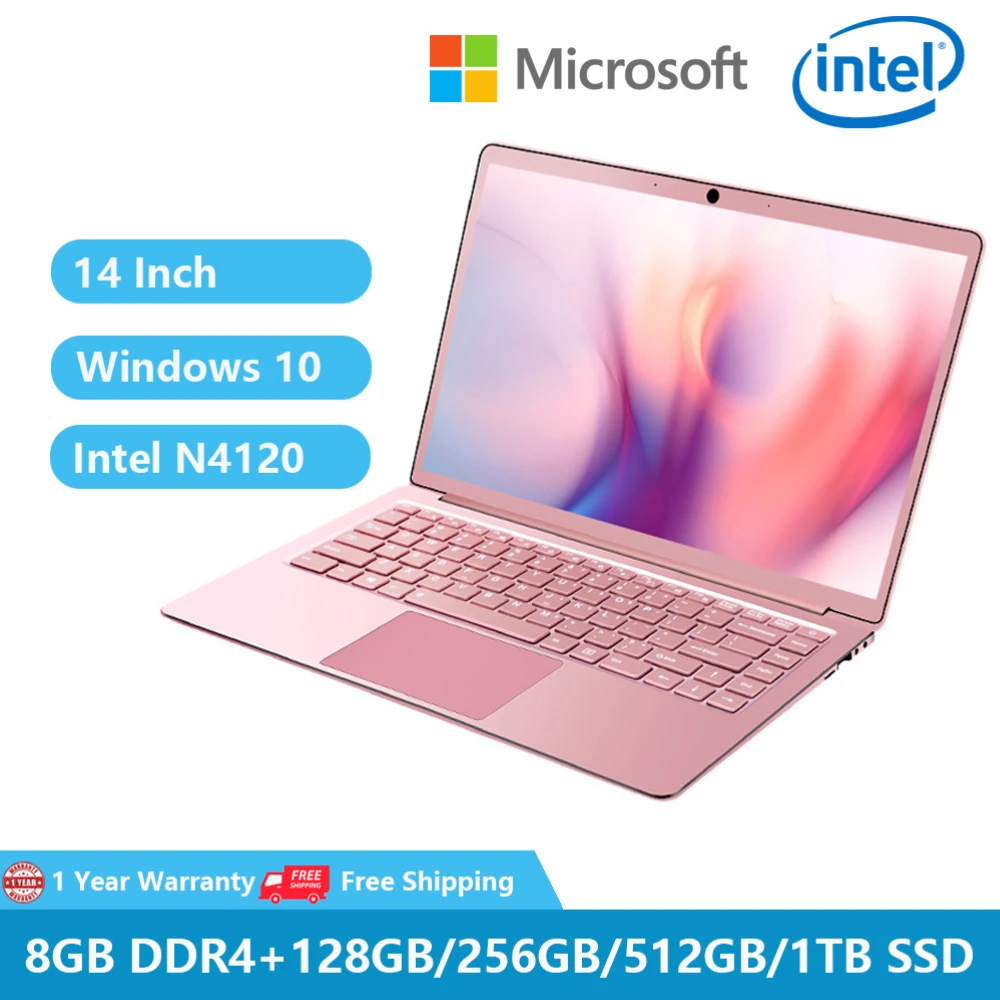 2022 Protable Full Metal Notebook Woman Laptop Windows 10 Office Computer 14