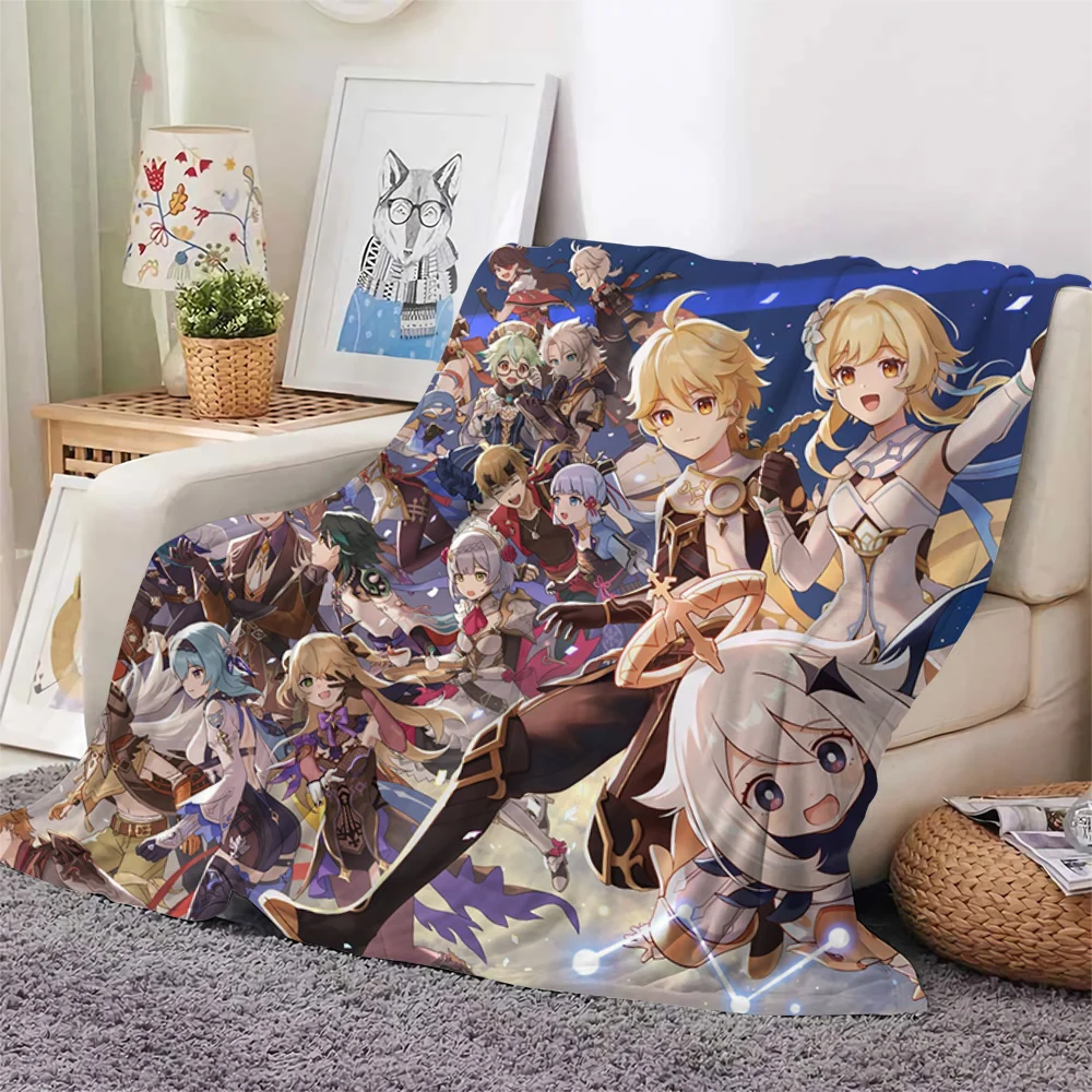 

CLOOCL Anime Blanket Game Genshin Cute Girl 3D Print Flannel Blanket Office Nap Blanket Throw Blanket Home Decor Drop Shipping