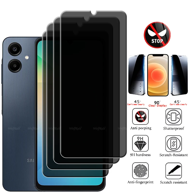 4/3/2/1 шт. для Samsung A06 Стекло Galaxy закаленное стекло 9H Privacy Anti-Spy Cover Клей Защитная