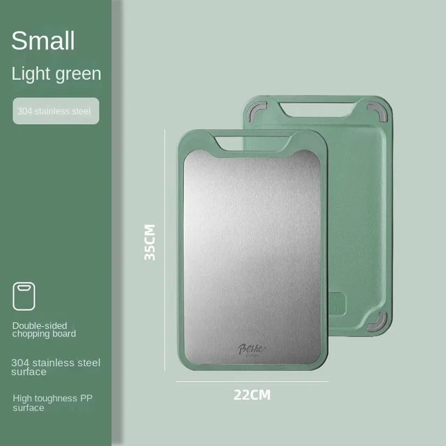 Разделочная доска из нержавеющей стали 304, двухсторонняя разделочная доска, кухонная разделочная доска для фруктов, кухонная разделочная доска на колесиках