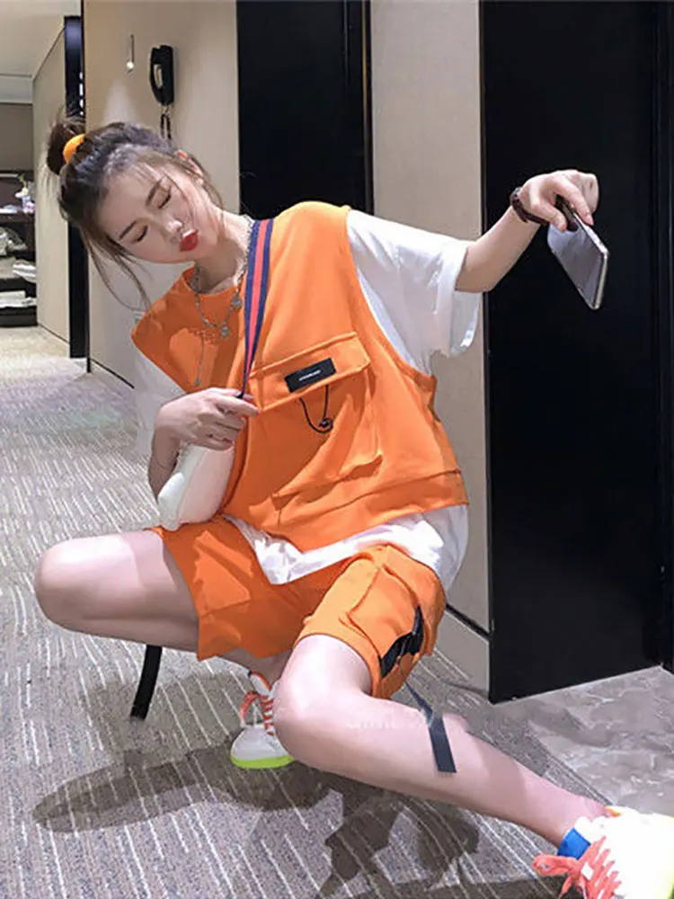 Летний костюм Женская рабочая одежда Стильные шорты с коротким рукавом парные