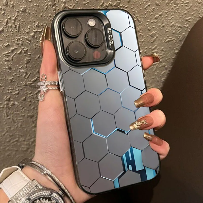 Чехол для iPhone 15 14 Pro Max модный сотовый строительный дизайн основной чехол из ТПУ 13