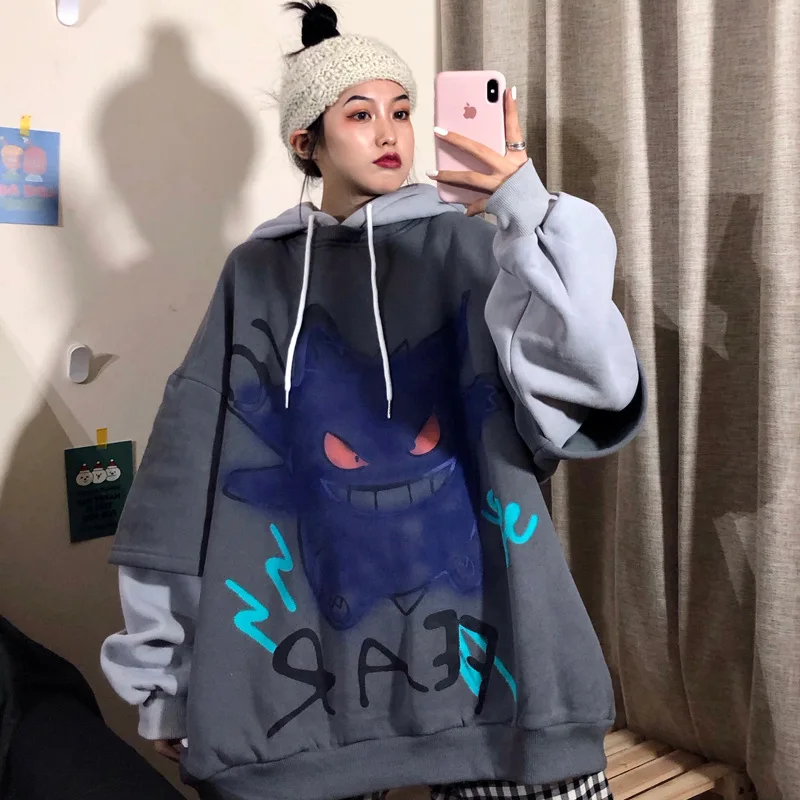 Толстовка QWEEK в стиле Харадзюку женская корейский пуловер с принтом Свитшот