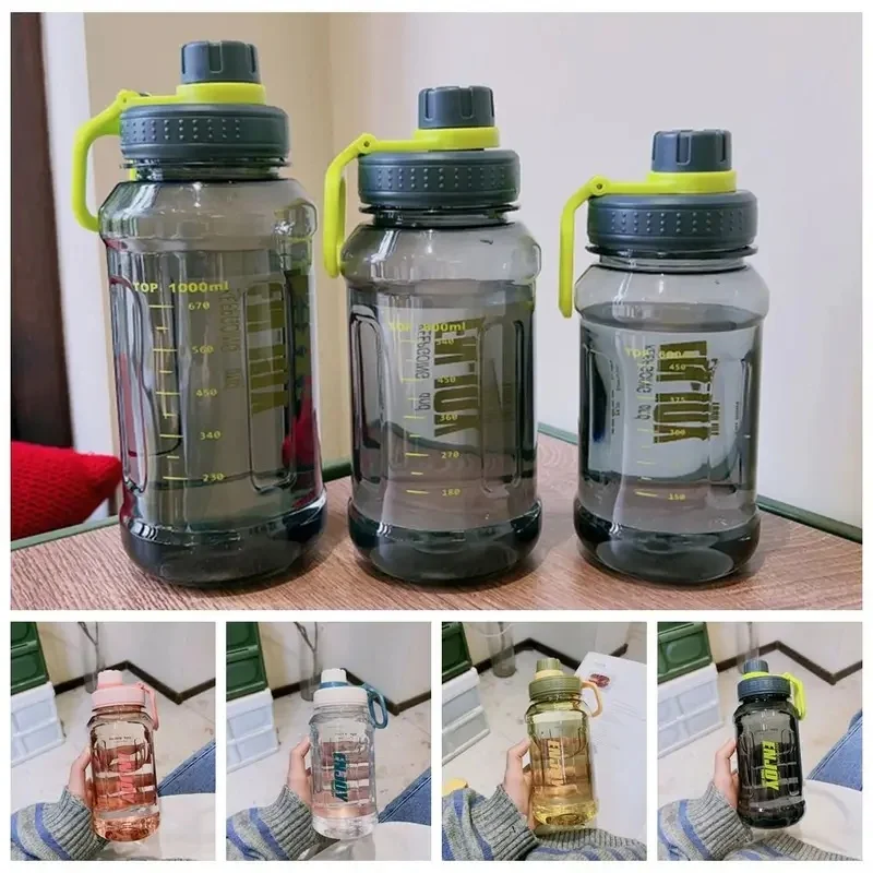 Фото Пластиковая спортивная бутылка для воды, герметичная бутылка для фитнеса, 600 мл/800 мл/1000 мл, термостойкая бутылка для воды, летняя. №1