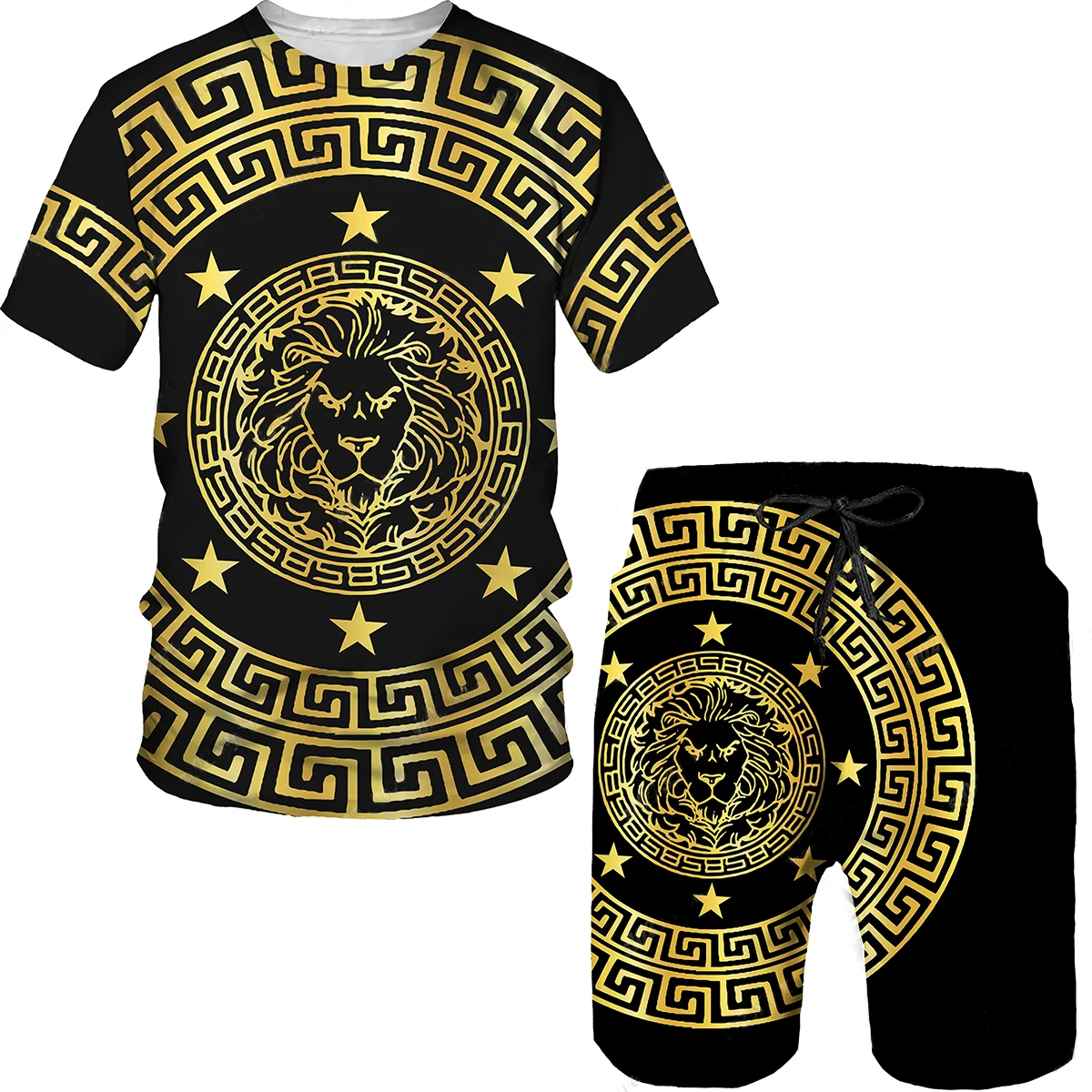 

Summer Men The Lion King Set Tracksuit For Man Oversized Clothes 3d Printed T shirt Shorts Sportswear Mens Tshirts 2-piece Suit