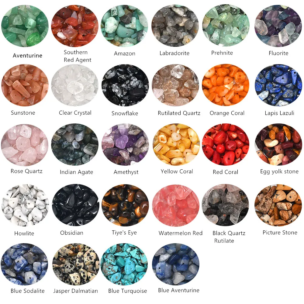 Бусины из драгоценных камней с кристаллами 28 видов |