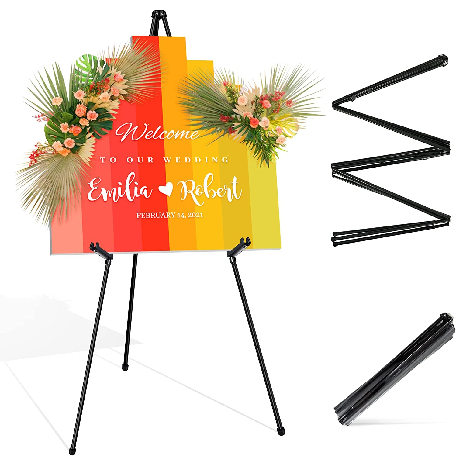 

63 "Складная подставка для мольберта для свадьбы, регулируемый дисплей, мольберт, легкий металлический черный напольный плакат, мольберт, художественный мольберт