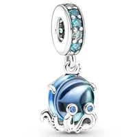 authentic 925 sterling silver moments murano glass cute octopus dangle charm bead fit pandora bracelet necklace jewelry