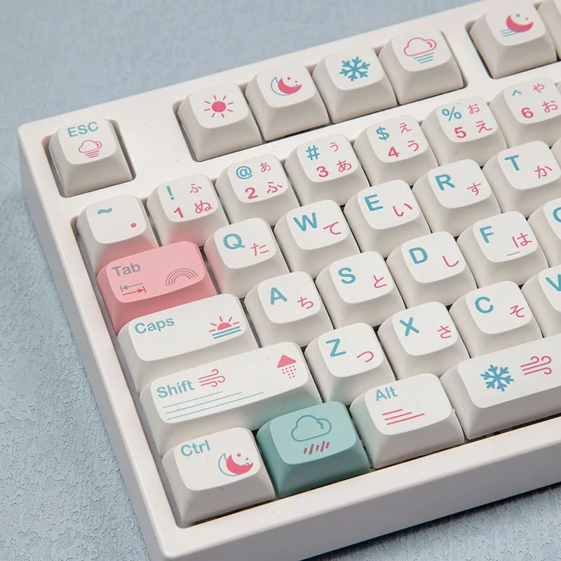 132 Keys Minimalist White Weather Keycap XDA Keycaps For MX Switch Mechanical Keyboard PBT Personalized Japanese Key Caps DIY