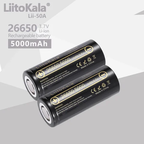 1-18 шт. LiitoKala lii-50A 26650 5000 мАч литиевая батарея 3,7 В 5000 мАч 26650-50A перезаряжаемая батарея подходит для фонарика