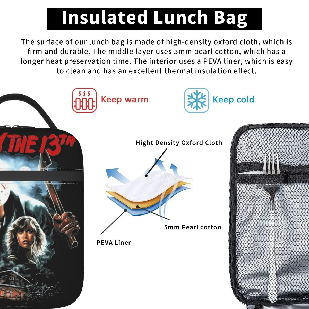 Изолированные сумки для завтрака с изображением пятницы 13-го Хэллоуина 2024
