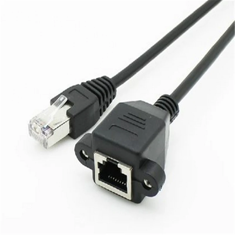 

1pcs 30cm 8Pin RJ45 Cable Male To Female Screw Panel Mount Ethernet LAN Network 8 Pin Extension Cable Computer Components