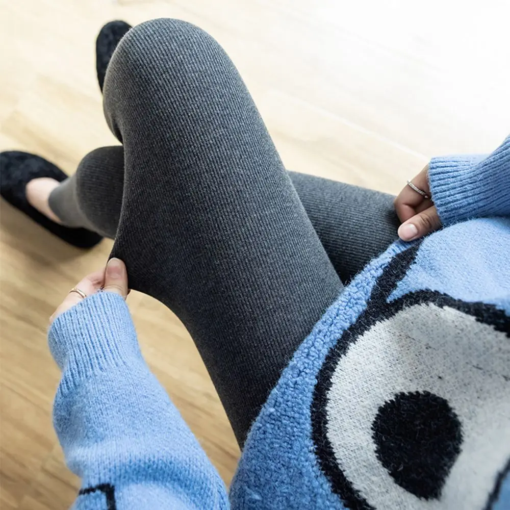 

Женские брюки, теплые зимние плотные черные леггинсы с высокой талией, компрессионные плотные брюки из овечьей шерсти, холодная фотография