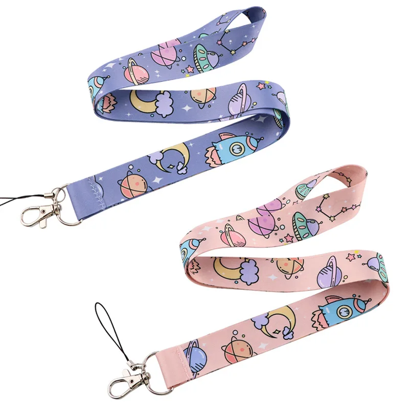 

Звездный космический корабль, аксессуары для ключей, двусторонняя печать, полиэстер, новый держатель для карт с защитой от потери, подвеска для карт