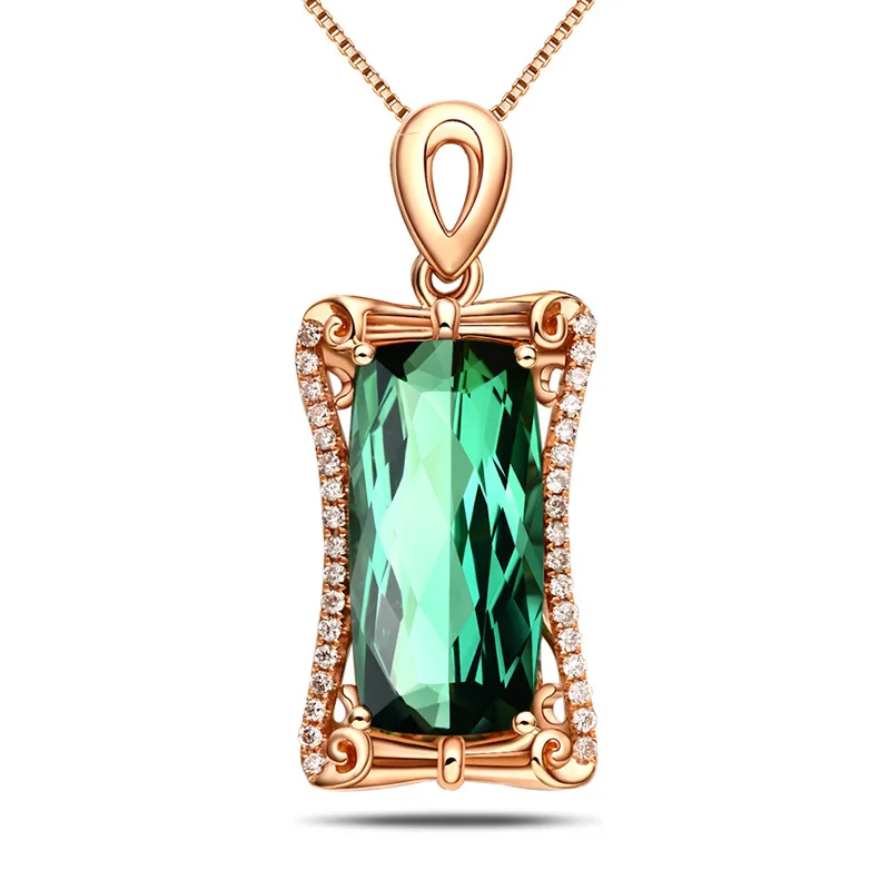 

New European and American temperament rectangular emerald imitation pendant female