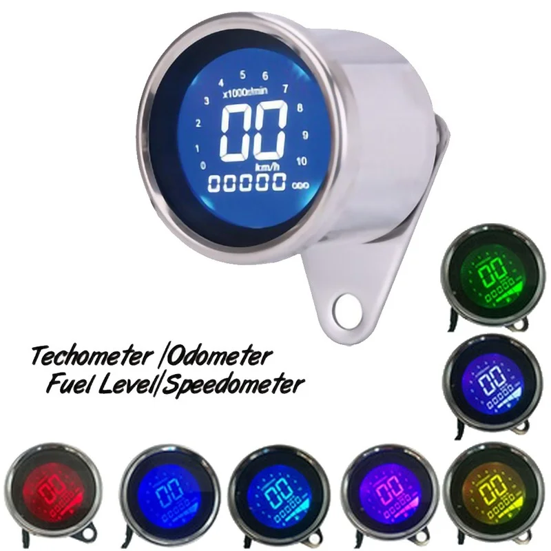 

12 В Универсальный ЖК цифровой светодиодный индикатор для мотоцикла круглый спидометр одометр тахометр Датчик Индикатор топливного счетчи...