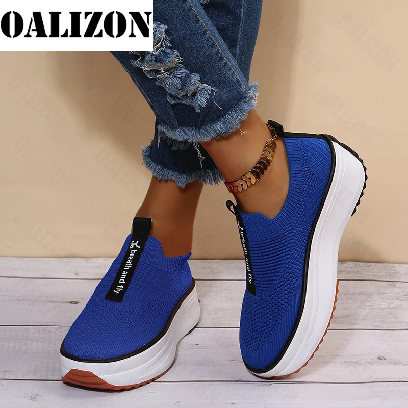 

Женские кроссовки на платформе, сетчатые спортивные кроссовки для бега, дышащая обувь для прогулок и путешествий, Повседневная Удобная жен...