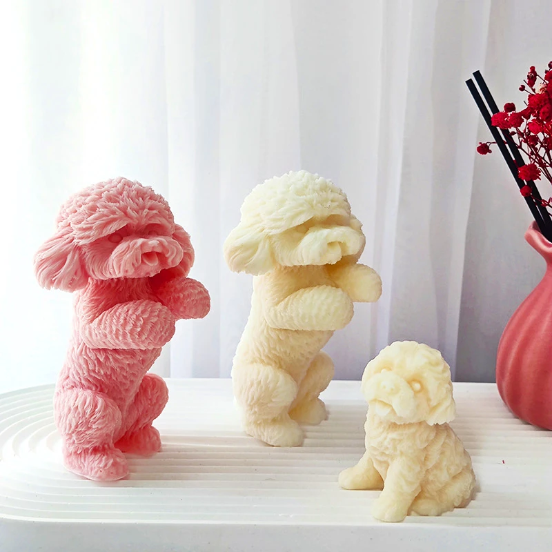 

Cute Teddy dog Silicone Candle Mold DIY Animal Candle Making Tool Resin Soap Chocolate Cake Mold Gifts Craft Home Decoration