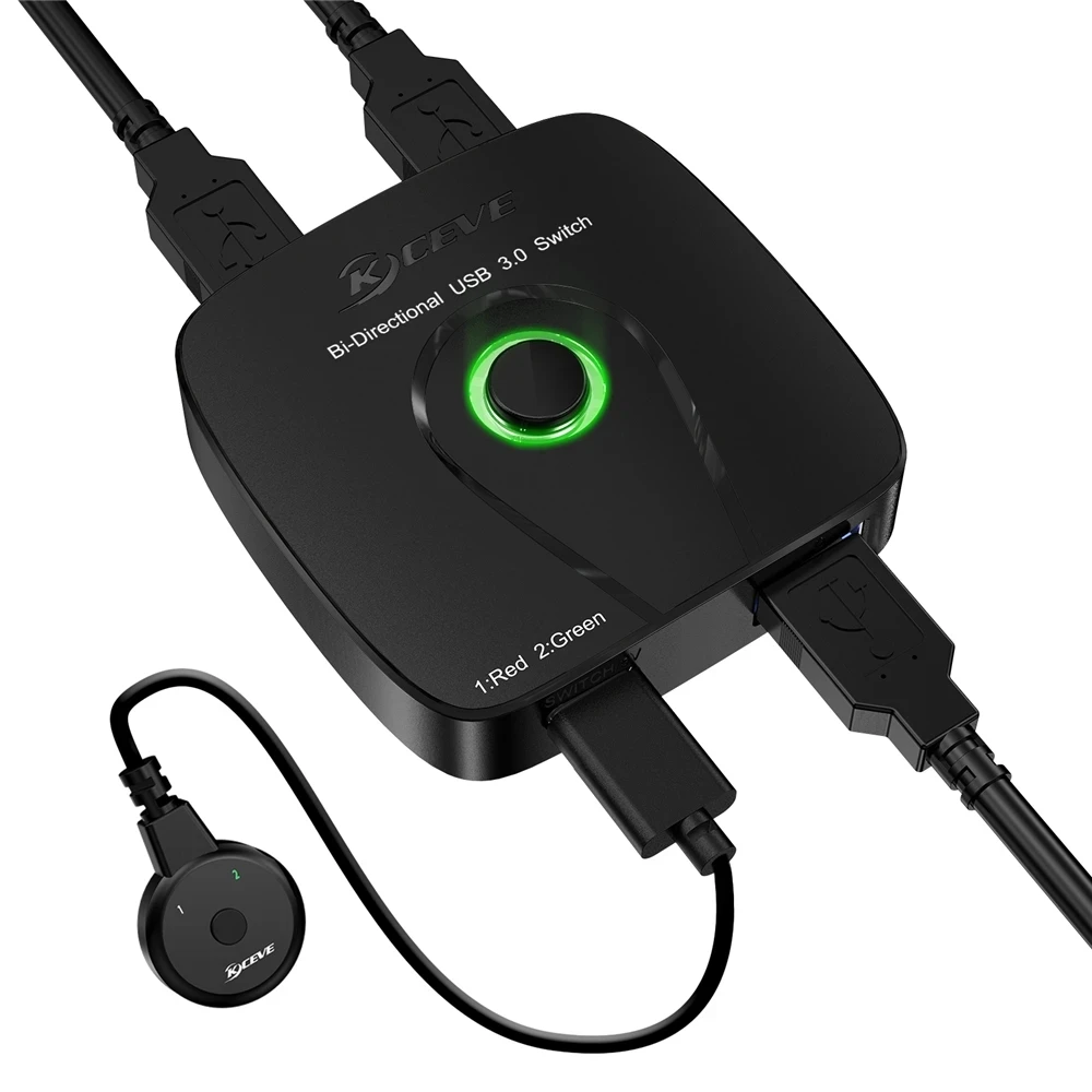 

Bidirectional USB 3.0 Switch Selector 2 In 1 Output/1 In 2 Output For 2 Computers Sharing Printer Mouse Keyboard