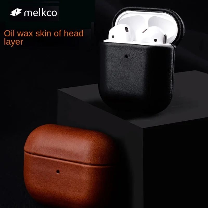 Роскошный чехол Melkco из натуральной воловьей кожи для Airpods Pro 2 Винтажный наушников
