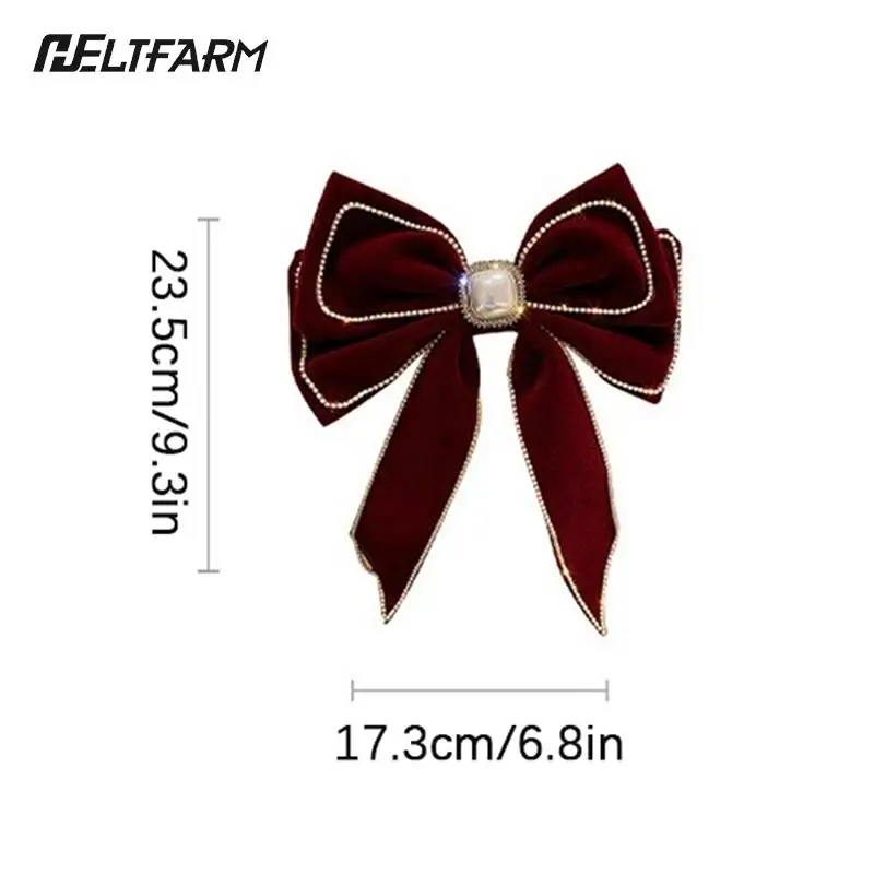 Корейские Бархатные заколки для волос с бантом тканевые жемчужные Заколки