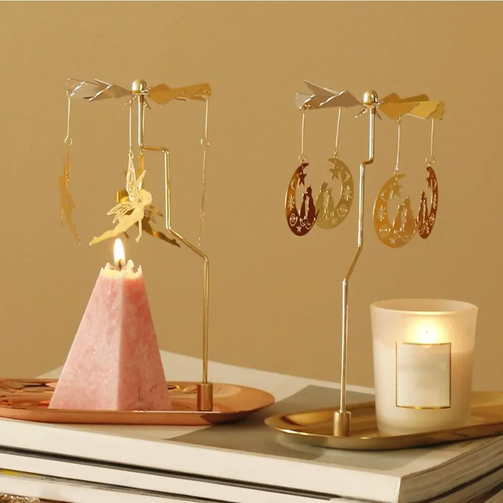 Romantic Home Decoration Metal Tealight Rotating Spinning Ca
