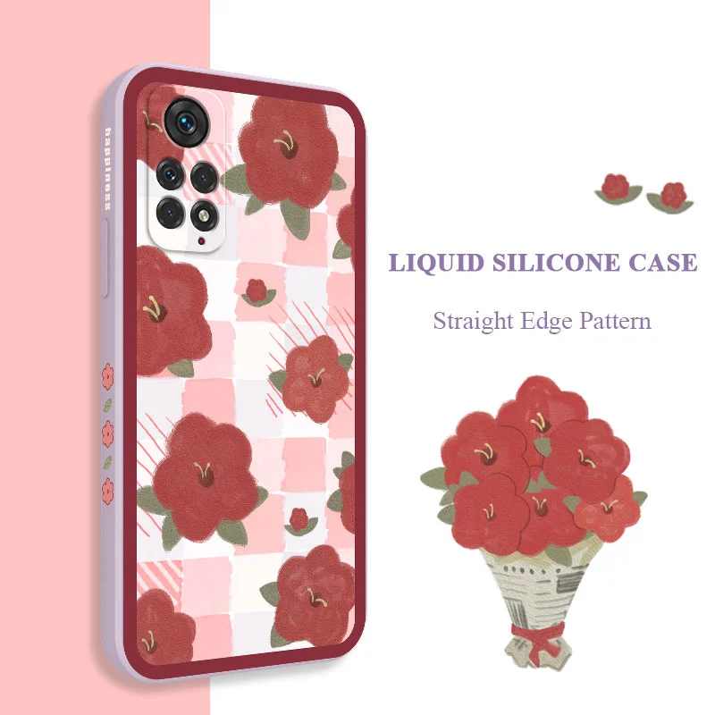 

Red Flowers Phone Case For Xiaomi Redmi Note 11 11S 11T 11E 10 10T 10S 9T 9 8 7 Pro Max Redmi 10 10C 9 9A 9C 9T 4G 5G Cover