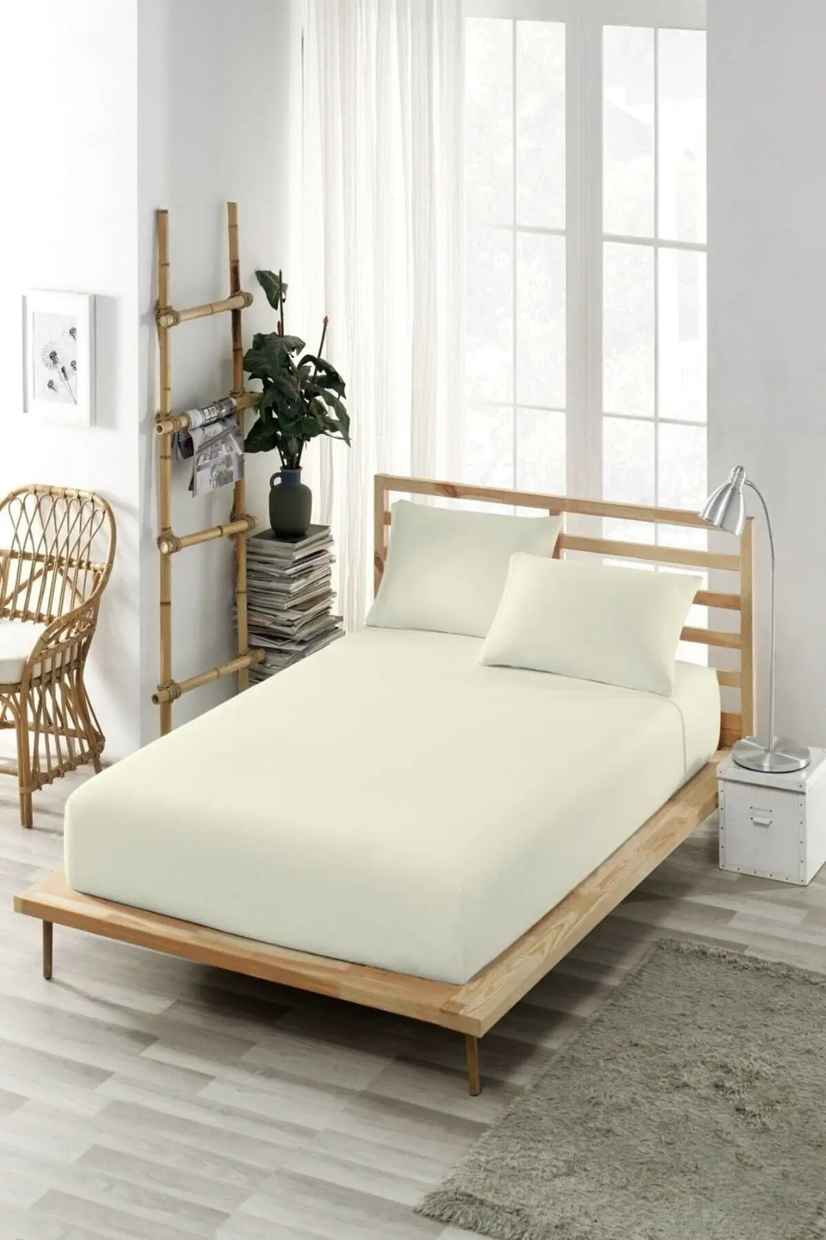 

Elastic Sheets Set (Duvet Cover) Cotton-Pillow Cover, Double or Single White Sheets & Sheets