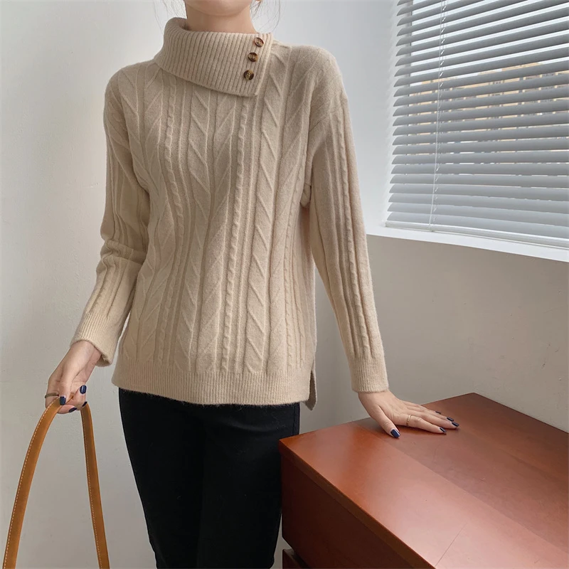 MEXZT полуводолазка женский винтажный вязаный пуловер с длинными рукавами зимние