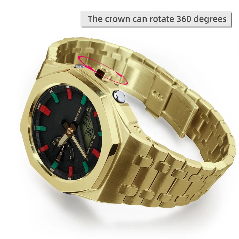 Фото Модифицированный комплект GA2100 для Casio G-SHOCK GA-2100 GA-2110 GA-B2100, мужской твердый корпус из нержавеющей стали, ремешок, металлический сменный браслет №3