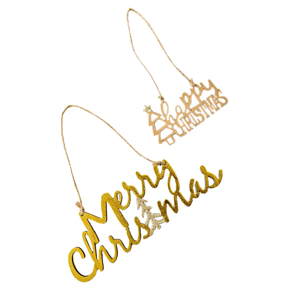 

2 Pcs Christmas Decoration Pendant Decorations Xmas Tree Wooden Hanging Ornaments Party Pendants