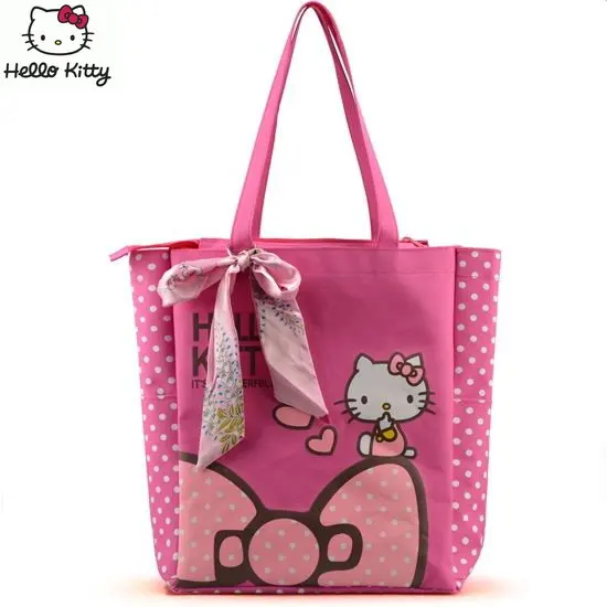 Women's Single Shoulder Bag Hello Kitty Bag Large Capacity Shopping Supermarket Shopping Bag Canvas Bag Student Tote Tuition Bag
