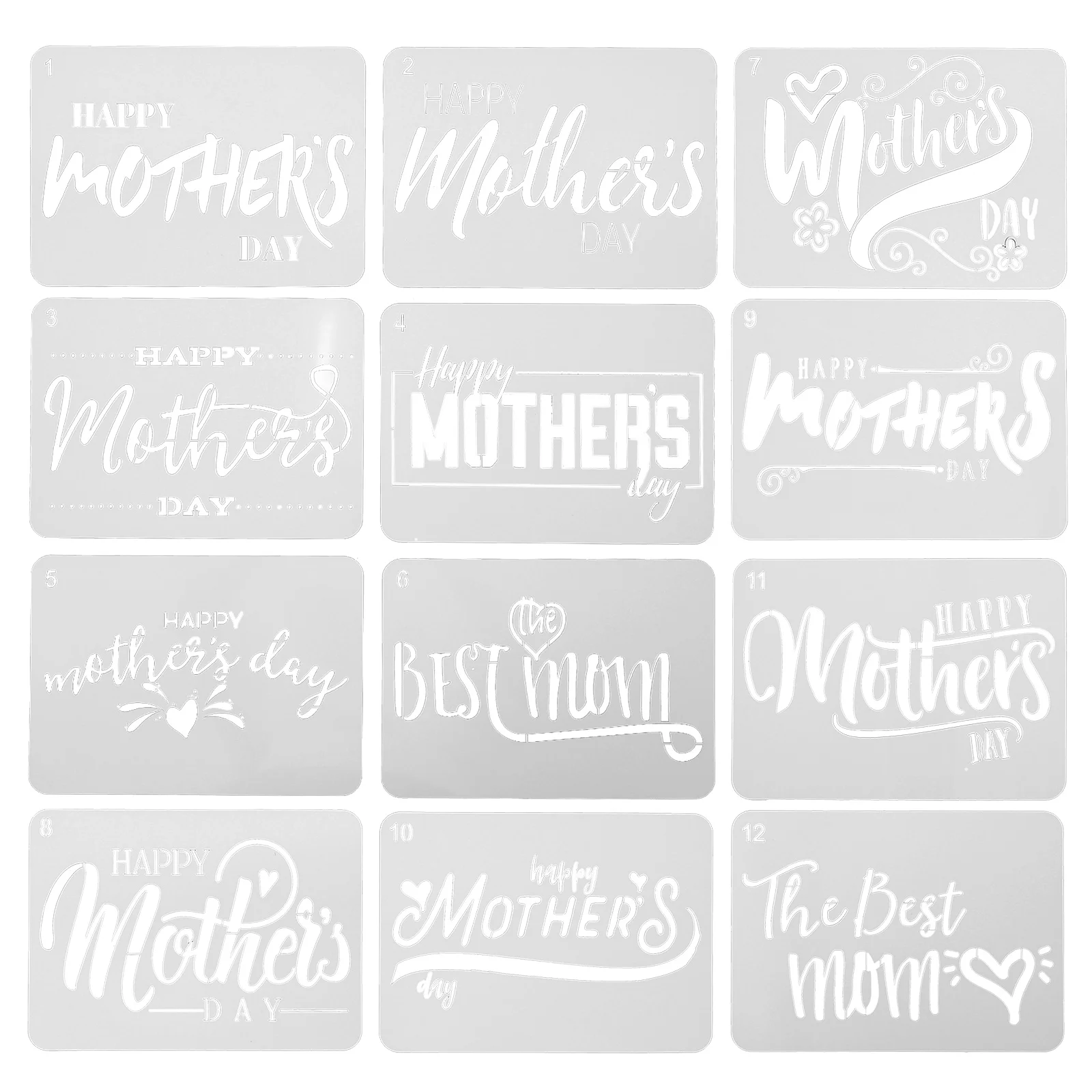 12 Pcs Kids Painting Stencils Letter Molds Graffiti Painting Board Mothers Day Drawing Templates Alphabet Stencils