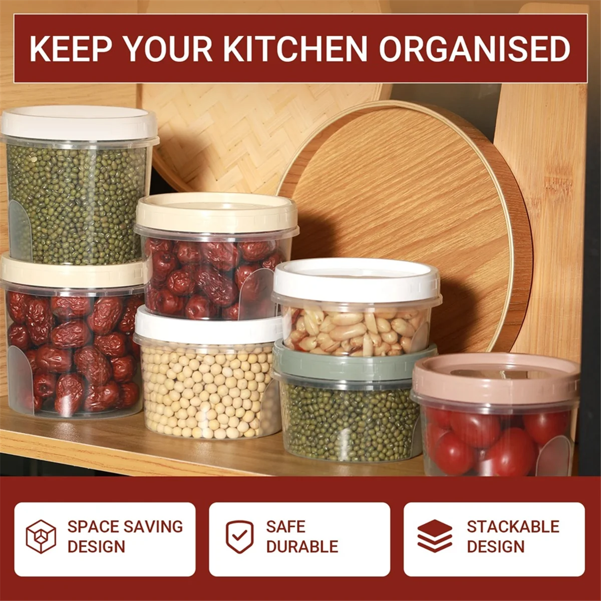 8 шт. круглые пластиковые контейнеры с крышками многоразовые небольшие для