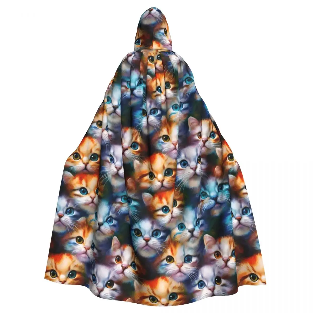 

Cute Cat Face Hooded Cloak Halloween Party Cosplay Woman Men Adult Long Witchcraft Robe Hood