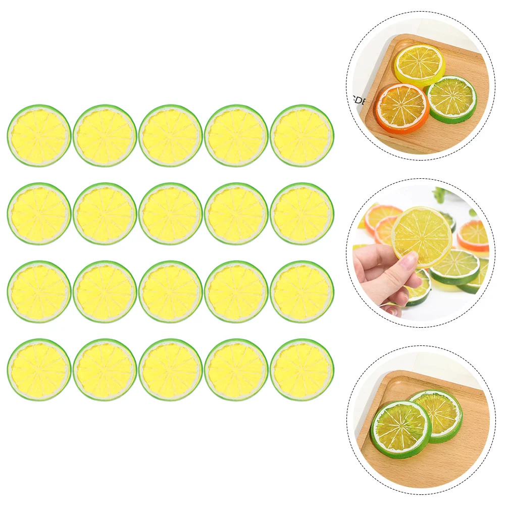 20 шт. имитация ломтика лимона лимоны декоров искусственные ломтики лайма фрукты