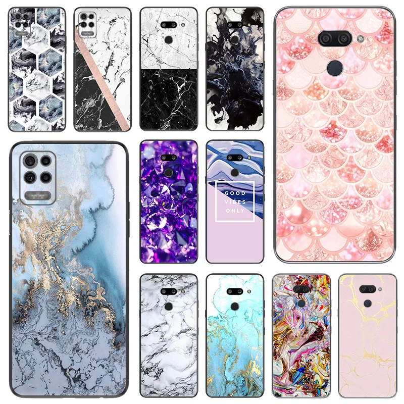 

Силиконовые чехлы для телефонов LG K42 K52 K40 K61 K41 K51 K50 K71 G6 G7 k92 Moto G8 G 71 60 51 50 31 30 с геометрической мраморной текстурой