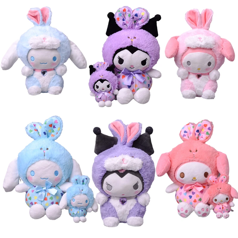 

Kawaii Sanriod Anime Hobby My Melody Kuromi Cinnamoroll Drag Rabbit Series Plush Doll Doll Bag Pendant Gift for Girlfriend