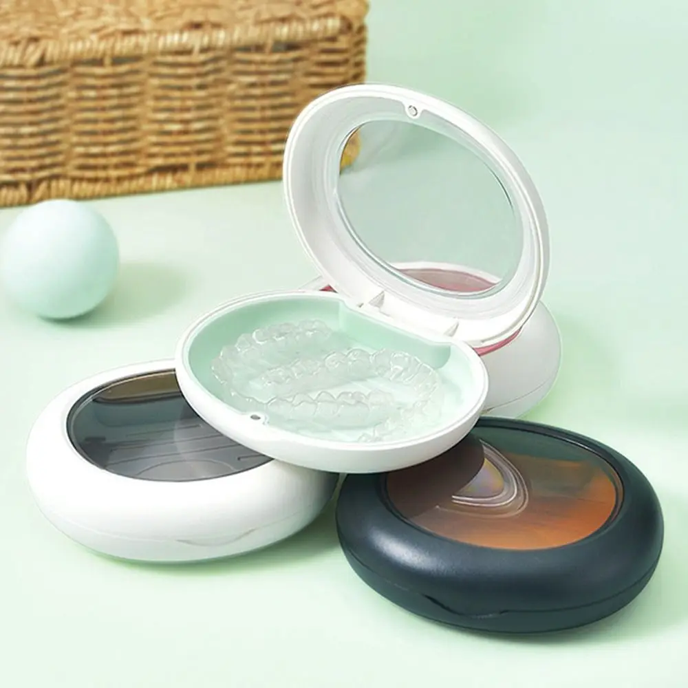 Прозрачное окно коробка для чистки вставных зубов пластиковый магнитный