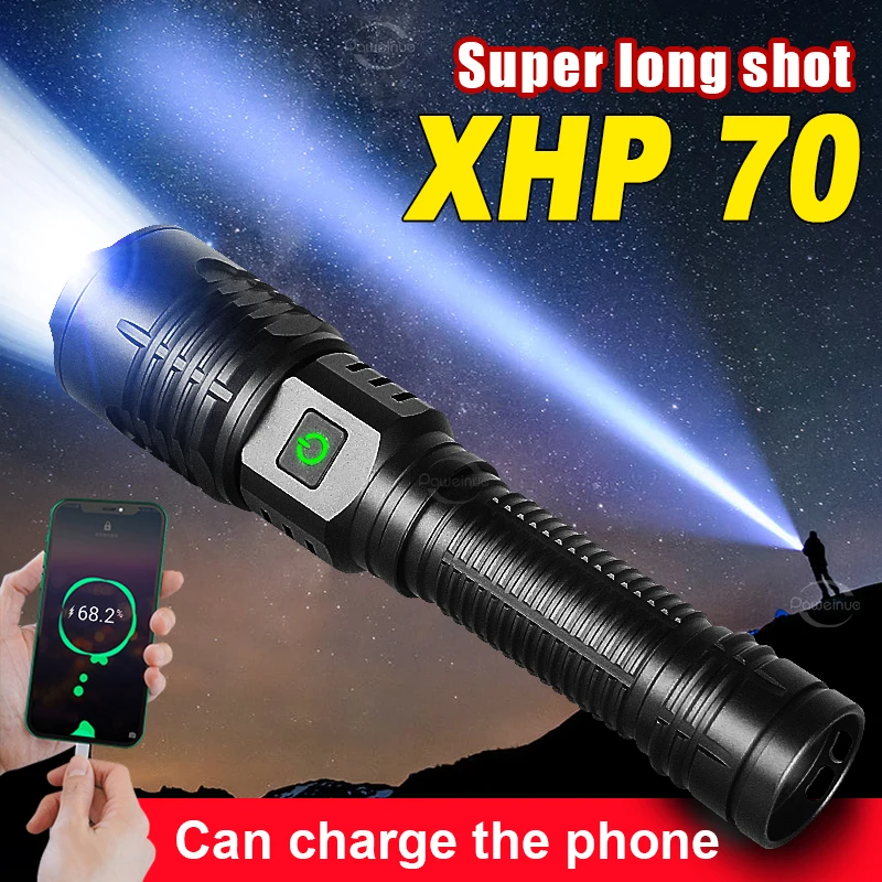 

Very Powerful Flashlight XHP100 USB Rechargeable Torch Light High Power LED Flashlight Outdoor Waterproof Zoom Camping Hand Lamp